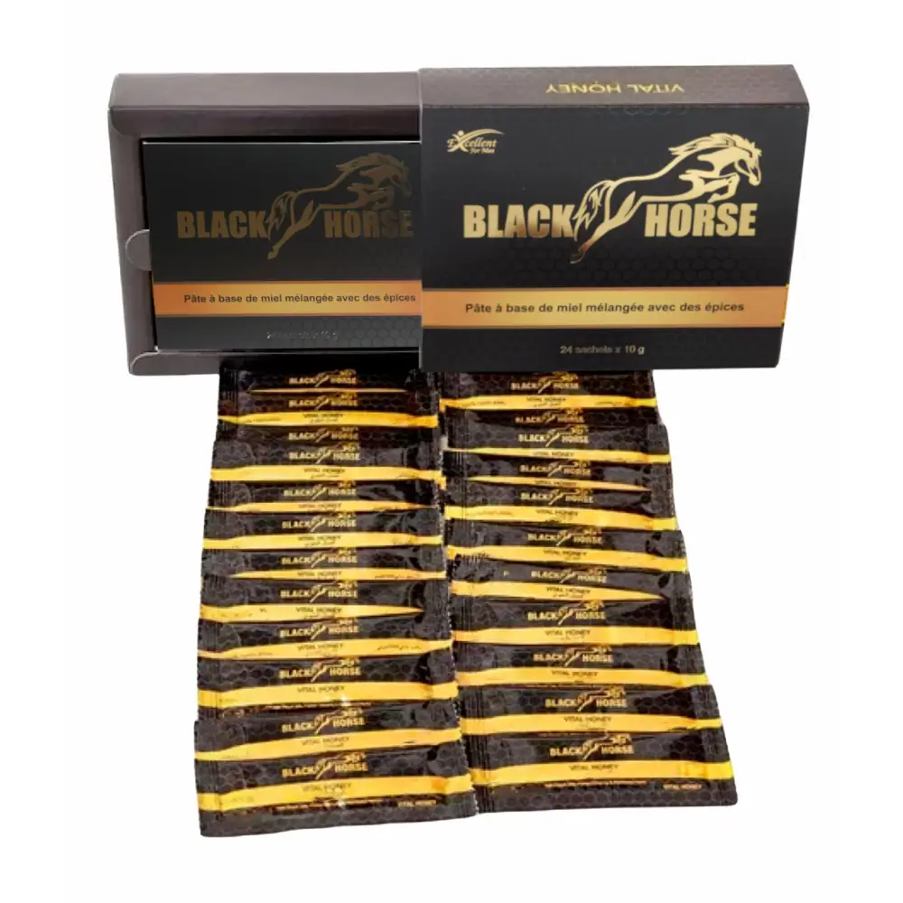 Black Horse - miel aphrodisiaque - strong boost - boite de 24 sticks de 10g