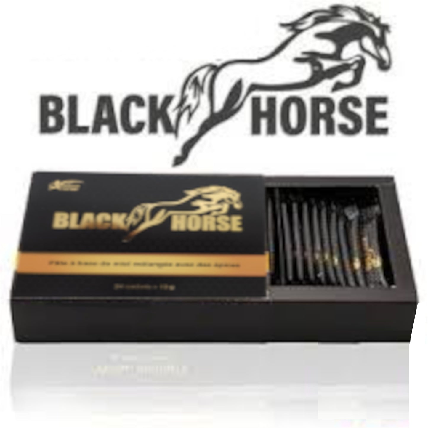 Black Horse – miel aphrodisiaque au plantes | strong boost | vitalité endurance intensité | 24 sticks de 10 g