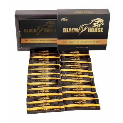 Black Horse - miel aphrodisiaque - strong boost - boite de 24 sticks de 10g