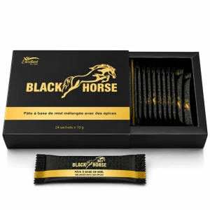 Black Horse — Miel au ginseng et à la maca, 24 sticks de 10 g